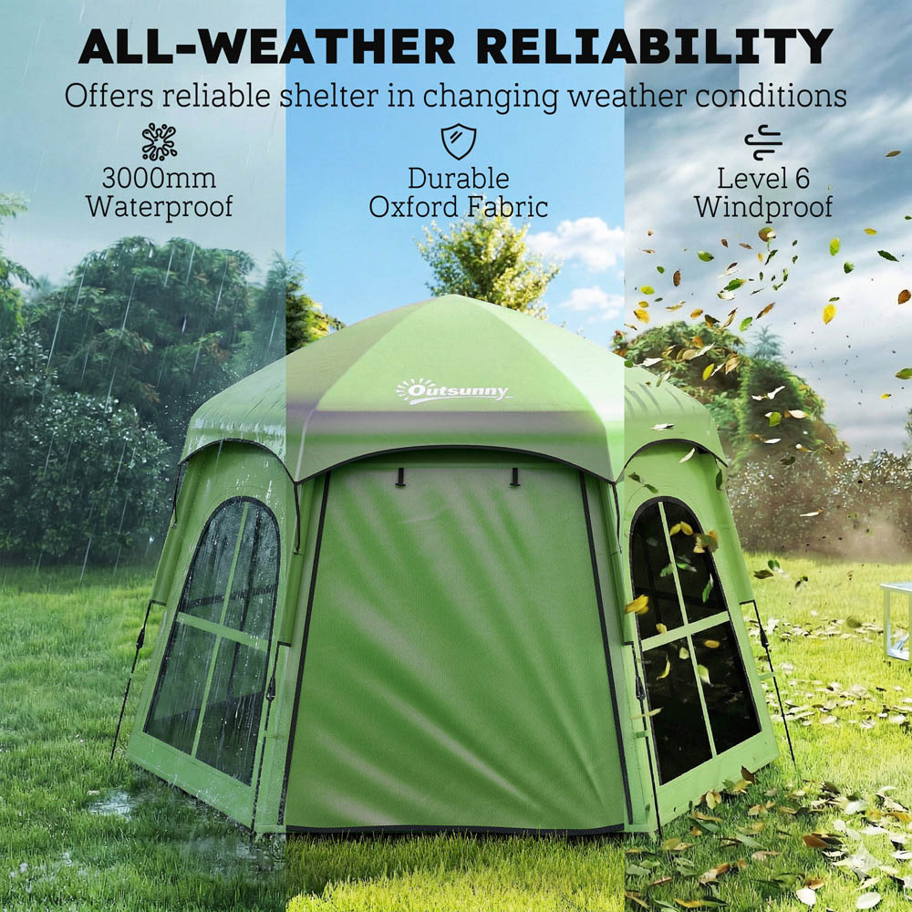Outsunny 3-4 Person Waterproof Pop-Up Tent Green Image 8