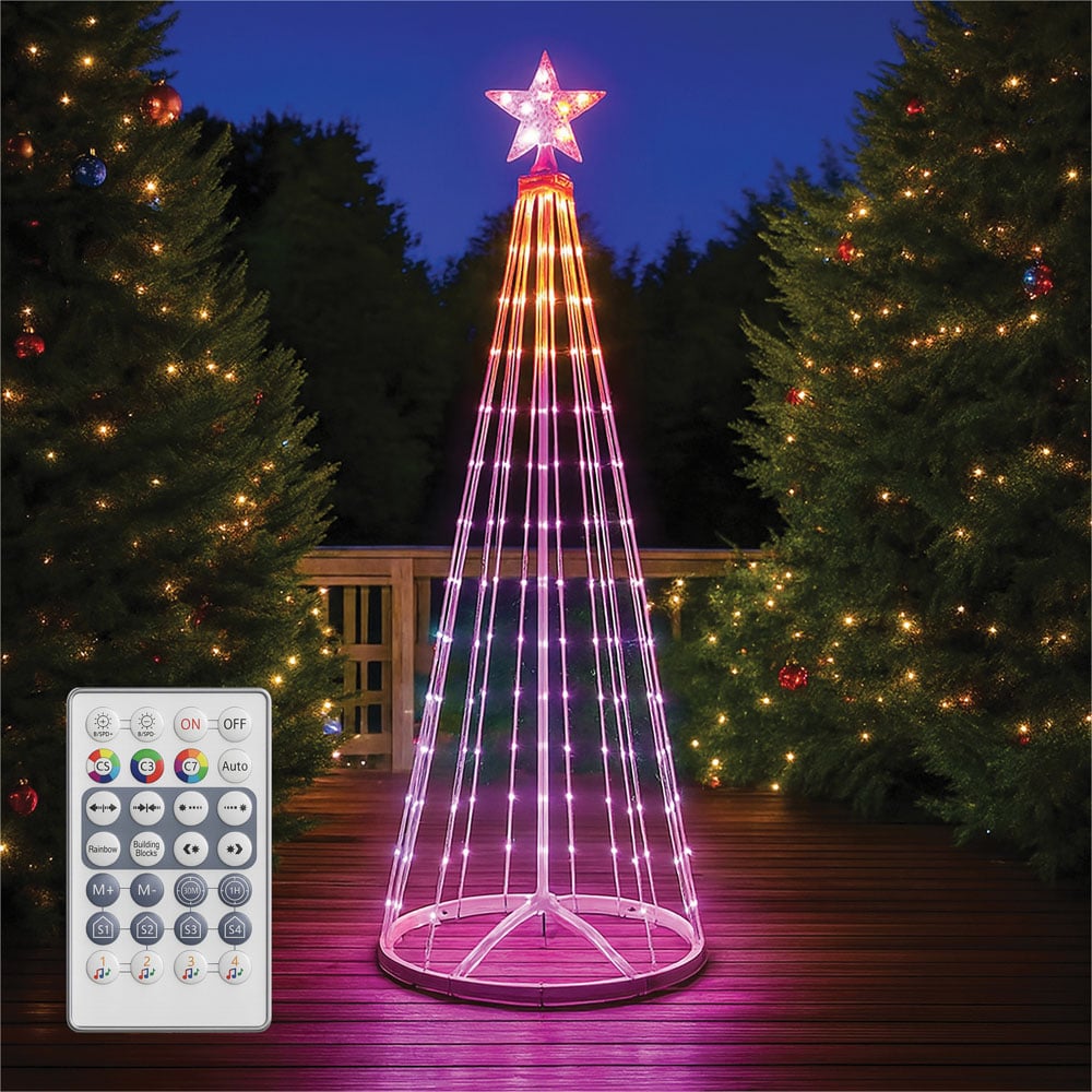 Xmas Haus 154 RGB LED Cone Shaped Light Tower with Star Topper and Remote 5ft Image 4