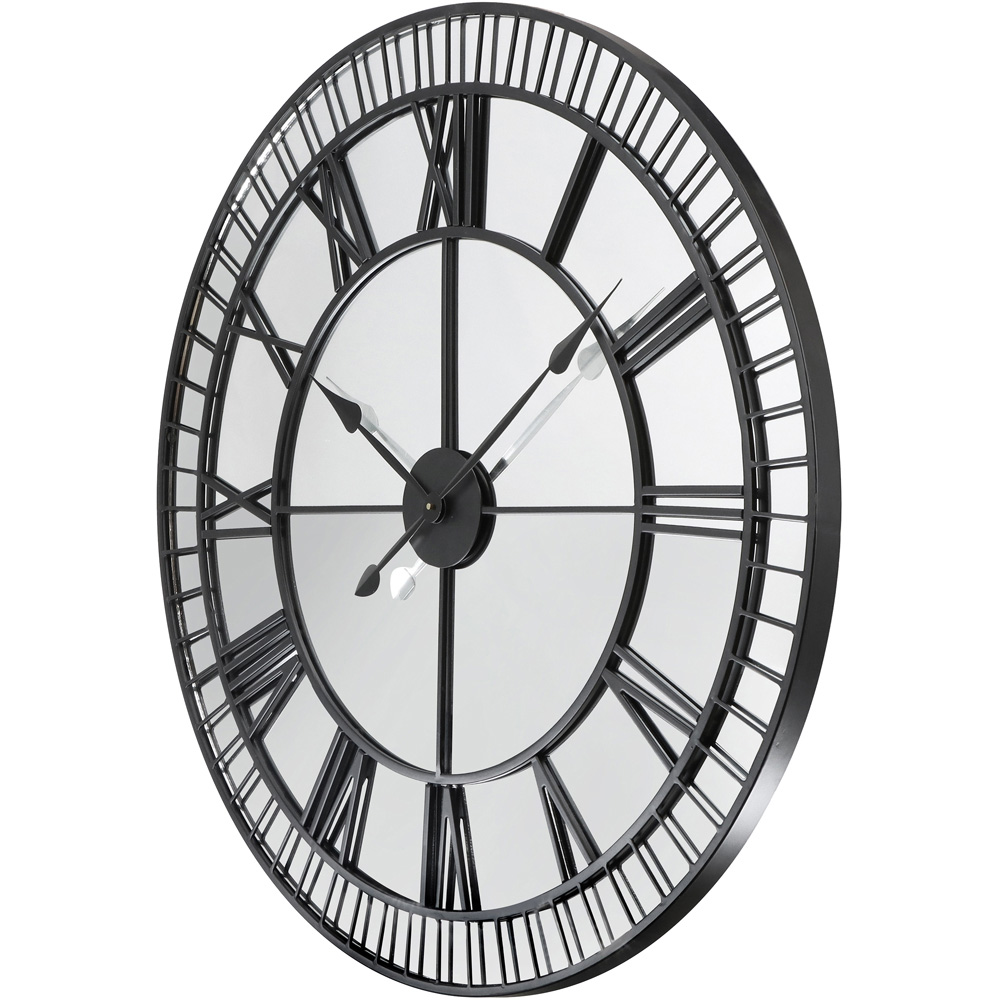 Charles Bentley Windermere Black Mirrored Round Skeleton Indoor and Outdoor Wall Clock 90cm Image 3