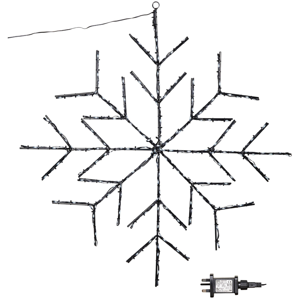 Premier FlexiBrights 250 Cool White LED Light Up Hanging Snowflake Christmas Decoration 76cm Image 2