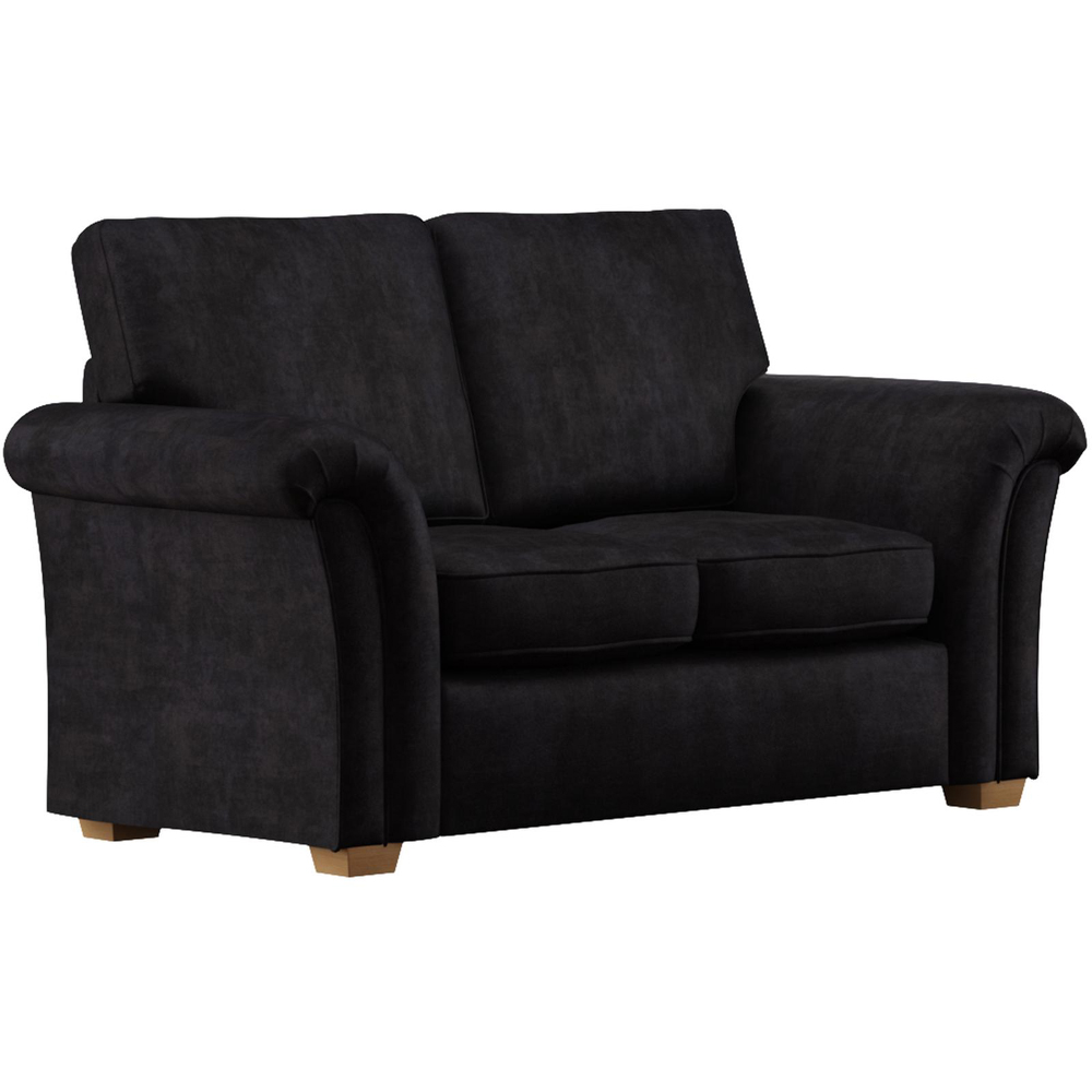 Castleacre 2 Seater Ebony Plush Velvet Fixed Back Sofa Image 2