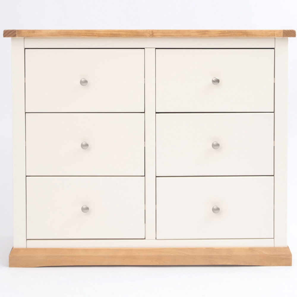 Cabinet Bits Trevi 6 Drawer White Chrome Knob Chest of Drawers Image 3