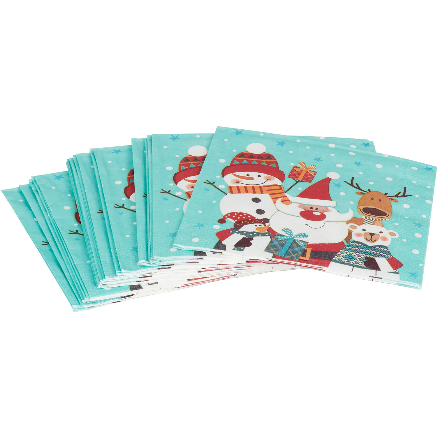 Pack of 20 Santa and Friends Napkins - Blue Image 2