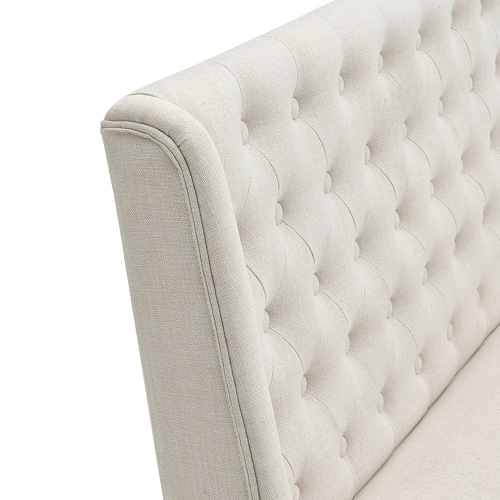 Living and Home 2 Seater Beige Upholstered Tufted Dining Bench Image 5