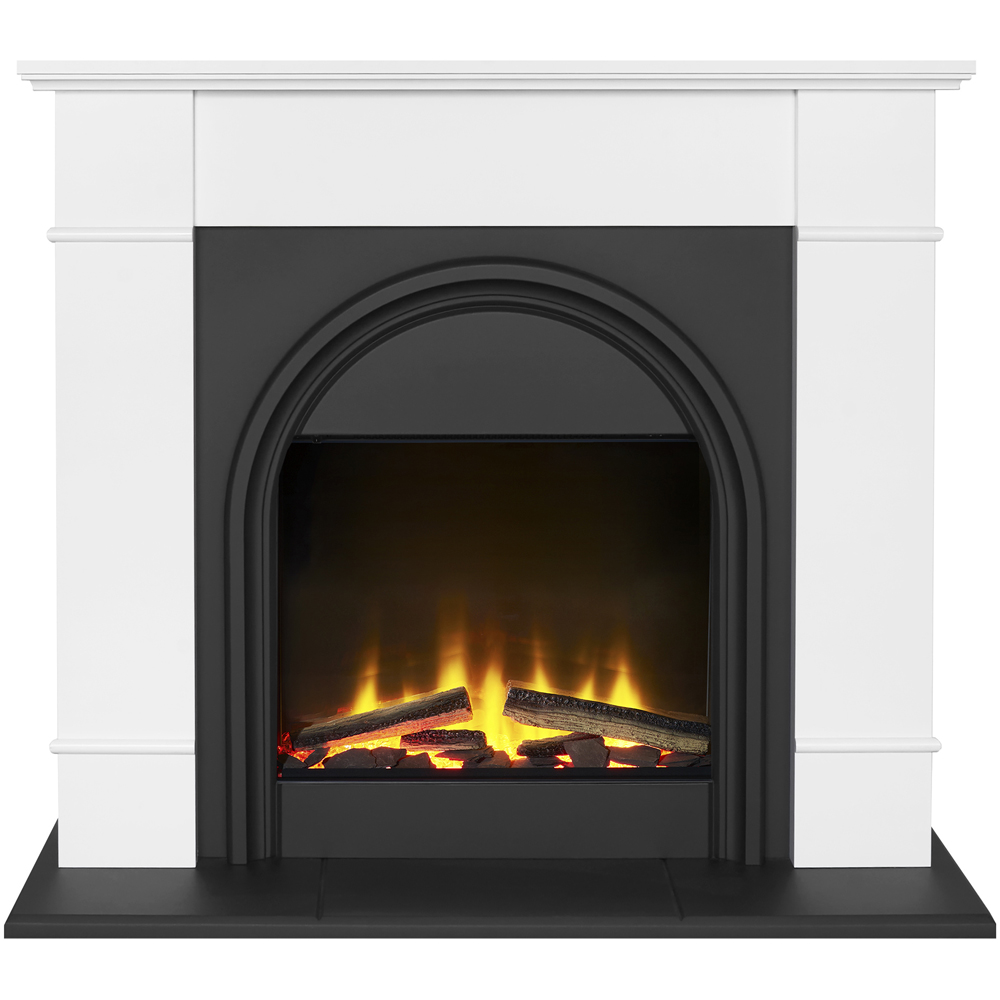 Adam Chesterfield White and Charcoal Grey Electric Fireplace Suite 44 inch Image 1