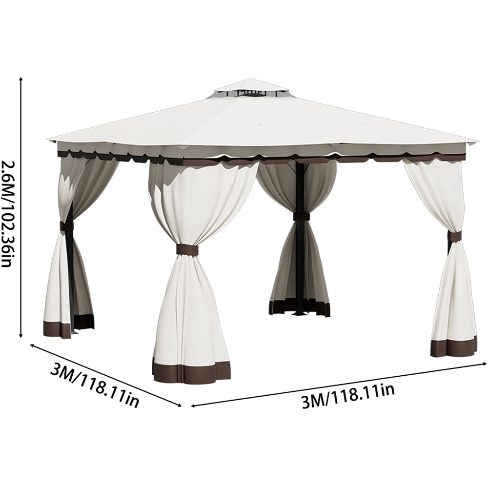 Living and Home 10 x 10ft Tiered Roof Metal Frame Gazebo with Waterproof Canopy Image 9