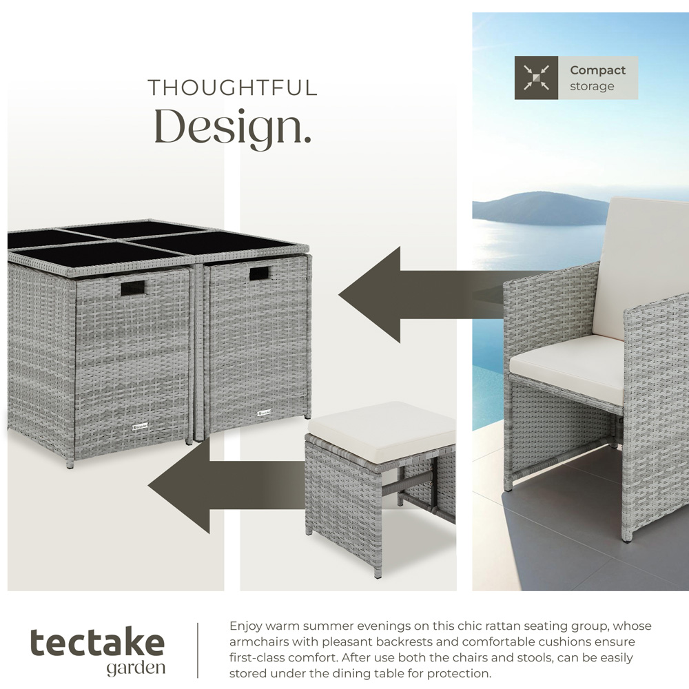 tectake Bilbao 8 Seater Garden Dining Table with Rain Cover Light Grey Image 5