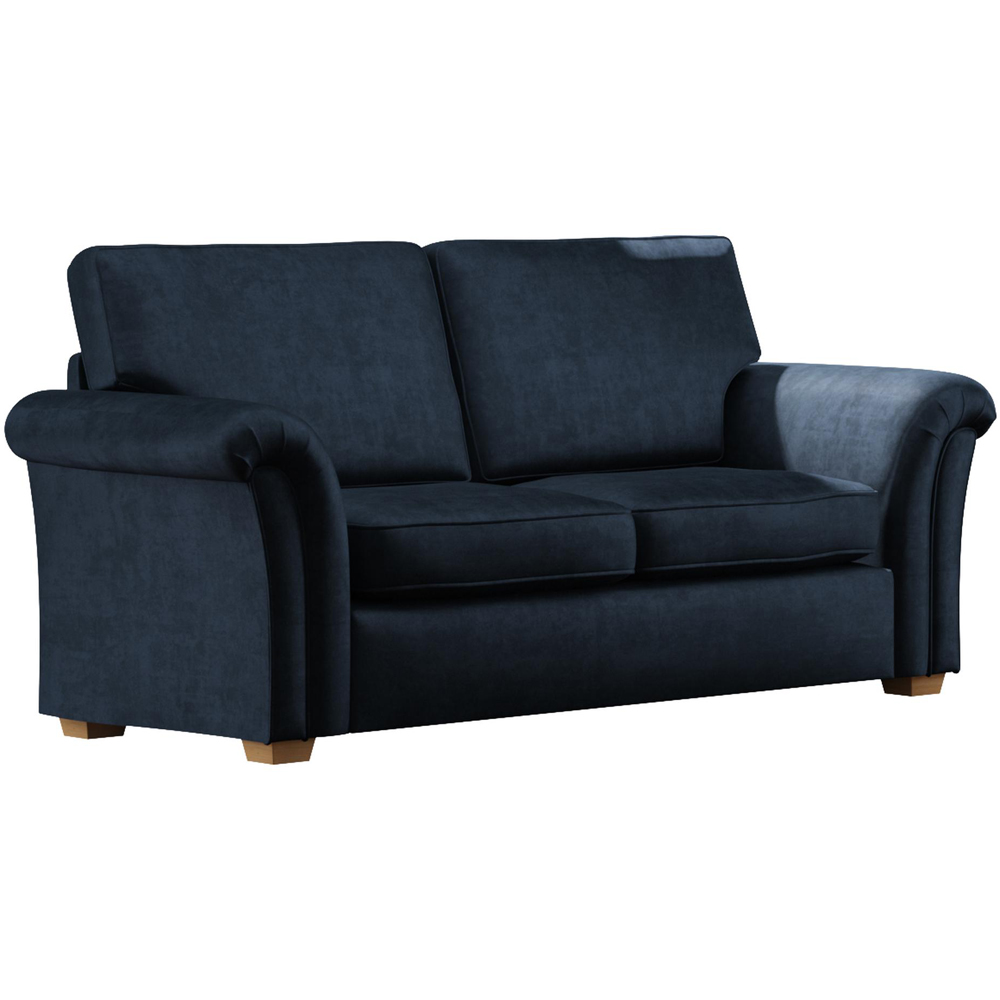 Castleacre 5 Seater Royal Blue Plush Velvet Fixed Back Sofa Set Image 3