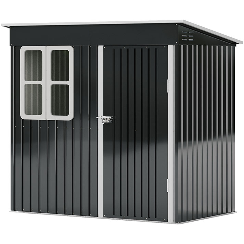 Living and Home 7 x 4ft Black Galvanised Metal Storage Shed with Window Image 2