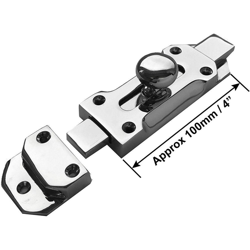 Golden Grace Polished Chrome Sliding Door Bolt 100mm 2 Pack Image 2