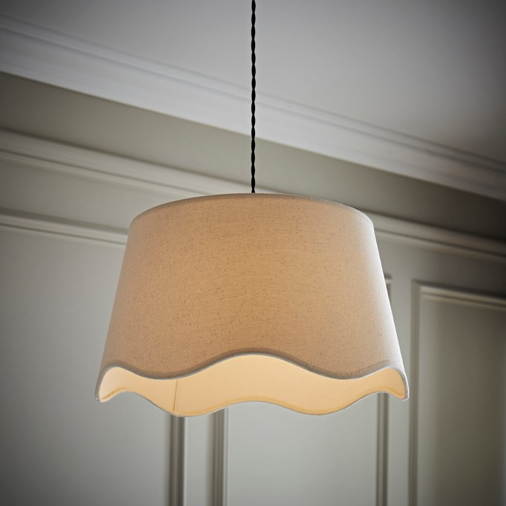 ValueLights Mabel Scalloped Bottom Natural Linen Large Shade Image 3