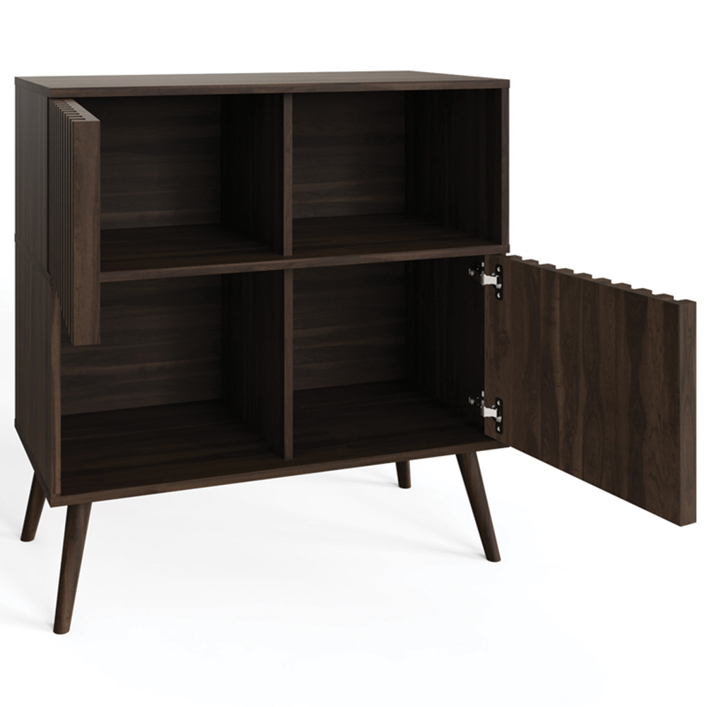 GFW Rowan 2 Door 2 Shelf Walnut Slatted Compact Sideboard Image 3