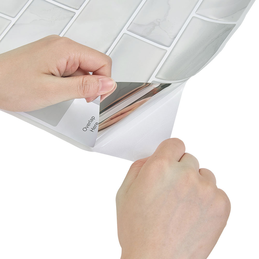 Living and Home Light Grey Marble Peel and Stick Wallpaper Tile 30 x 30cm 10 Pack Image 7