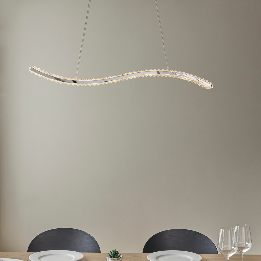 Merano Foggia Chrome Plate Crystal Pendant Ceiling Lamp Image 2