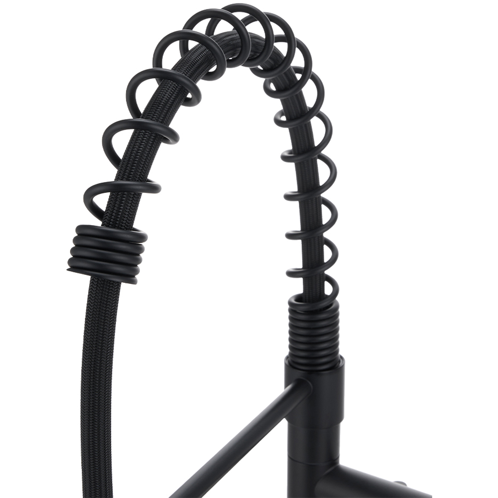 Living and Home Black 304 Stainless Steel Dual Spout Swivel Kitchen Faucet with LED Light Image 5