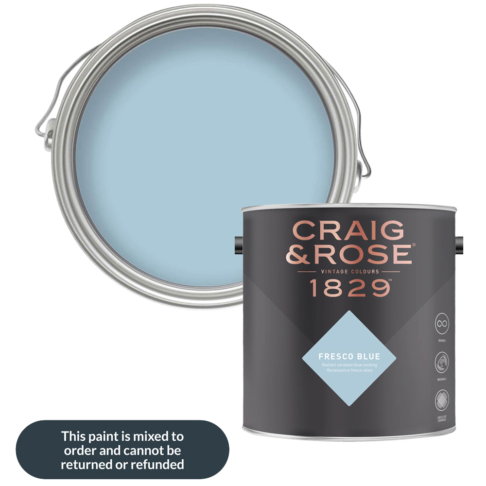 Craig & Rose Walls and Ceilings Fresco Blue Chalky Emulsion Paint 5L Image 1