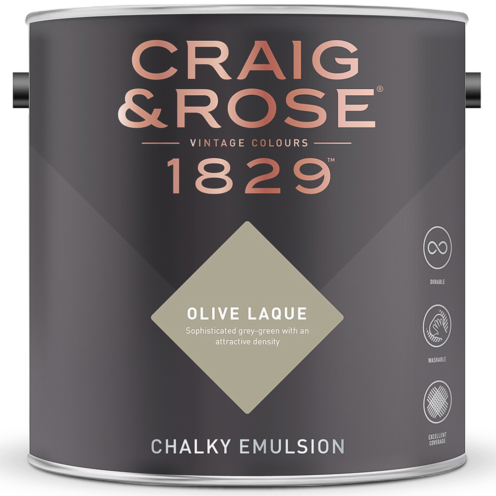 Craig & Rose 1829 Vintage Walls and Ceilings Olive Laque Chalky Matt Emulsion Paint 2.5L Image 2