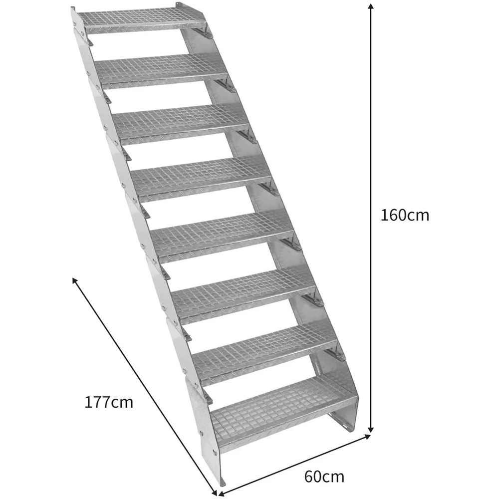 MonsterShop 8 Section Adjustable Galvanised Staircase 600mm Image 5