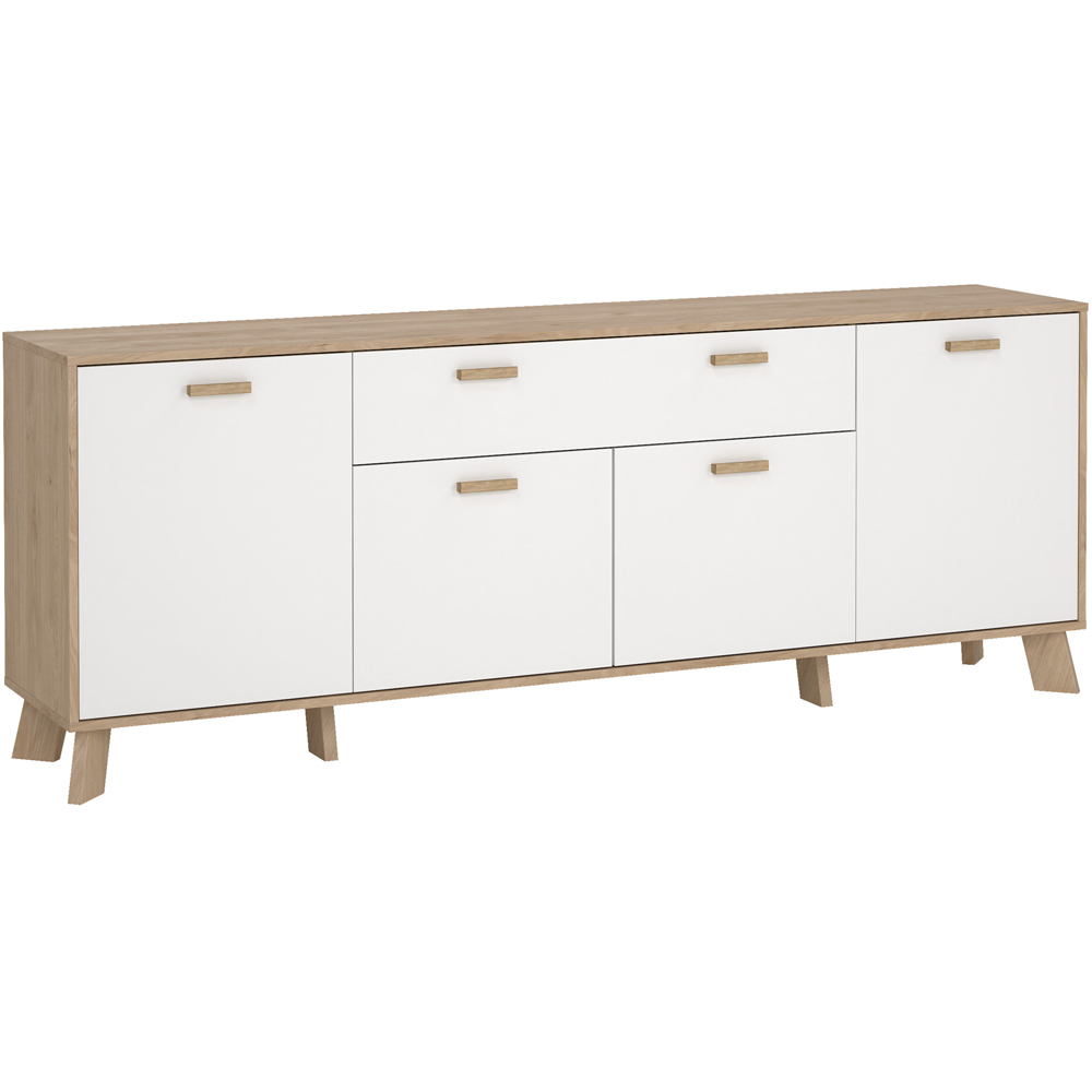 Furniture To Go 4 Door Single Drawer White and Brown Sideboard Image 2