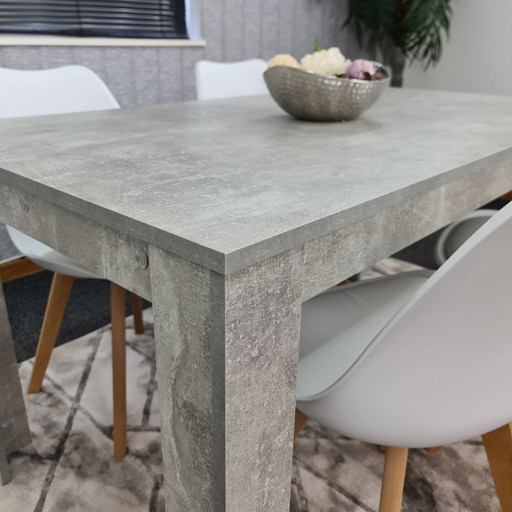 Portland Plastic Leather 4 Seater Dining Set Stone Grey and White Image 3
