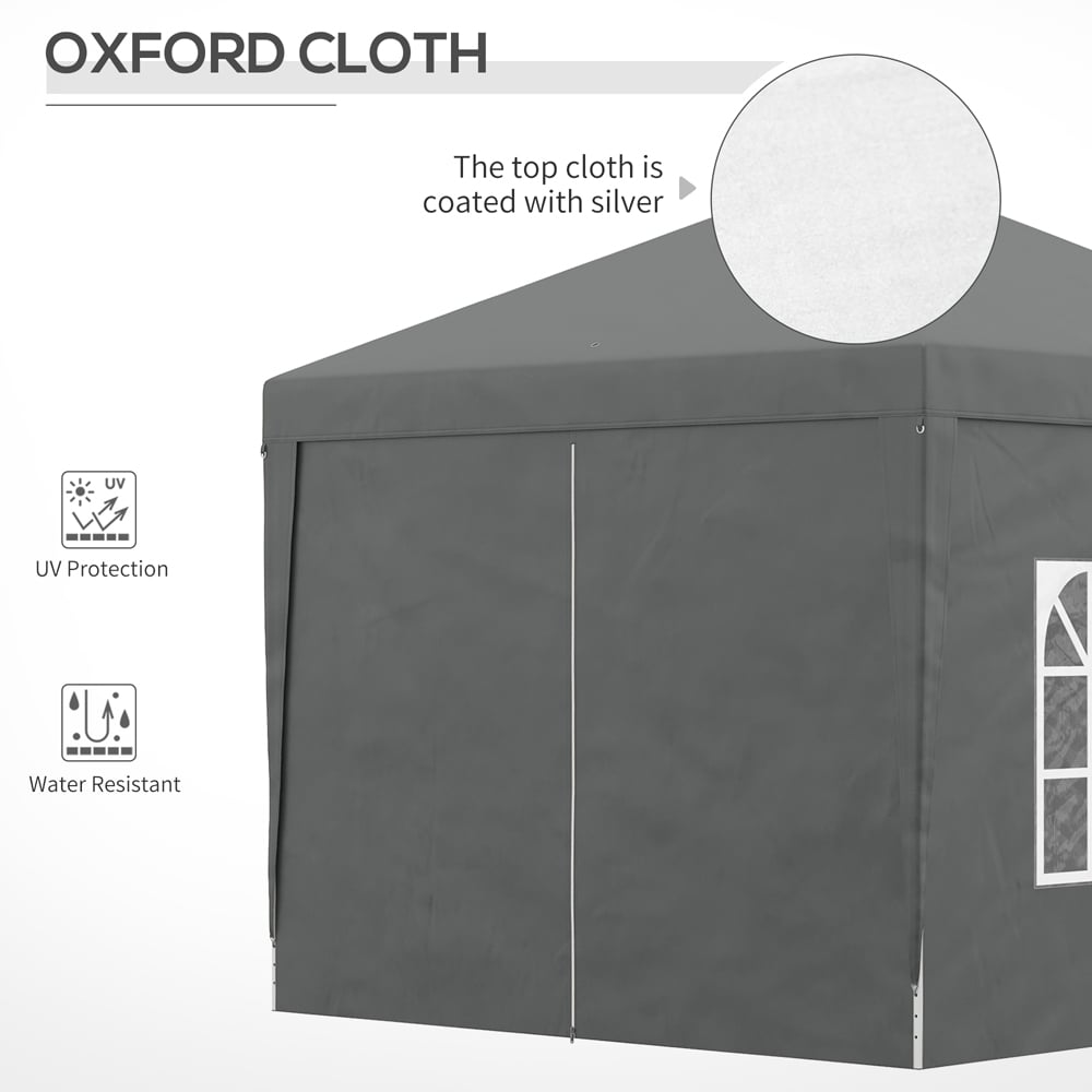 Outsunny 3 x 3m Grey Pop Up Gazebo with Windows Image 6