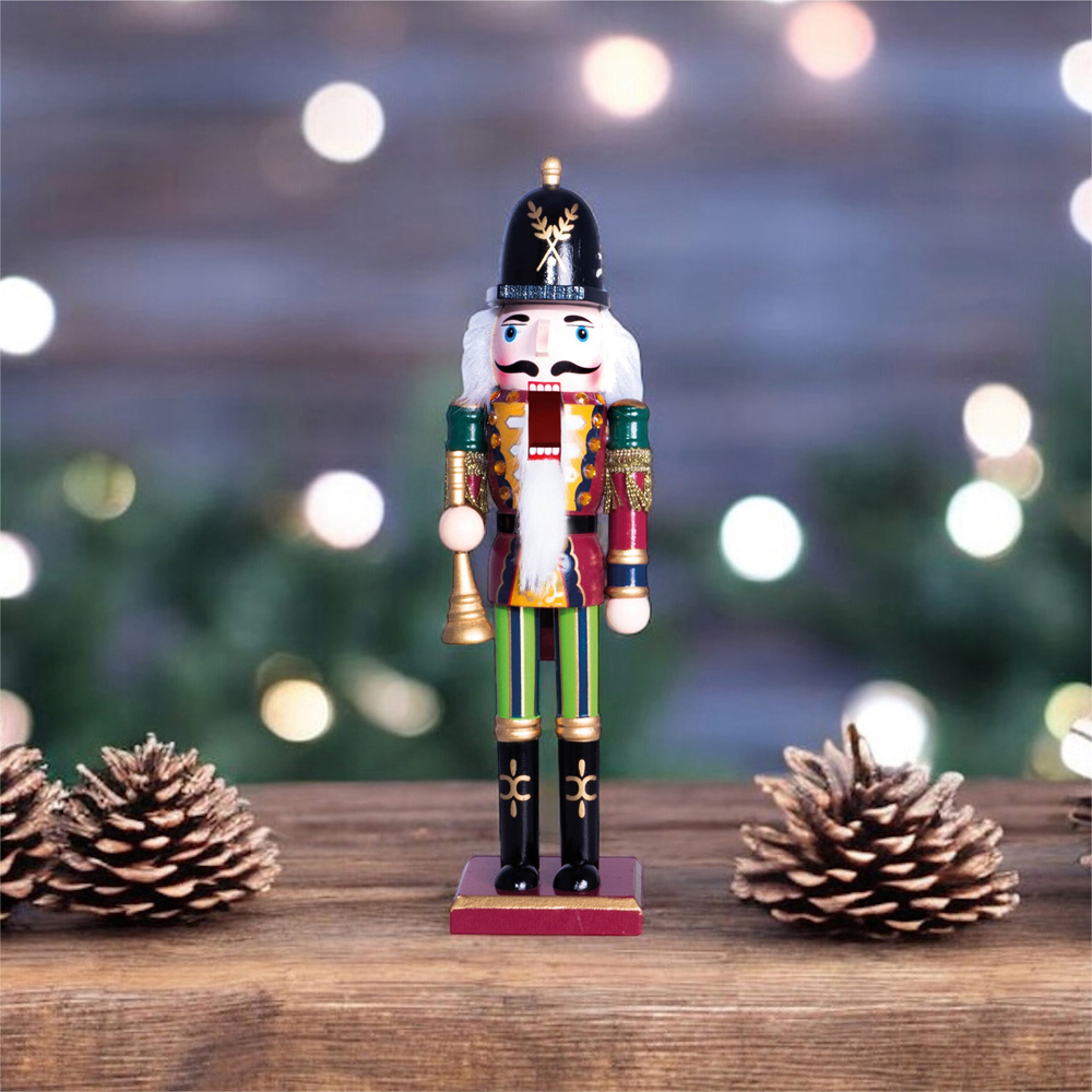St Helens Green Classic Wooden Nutcracker Soldier with Bugle 30cm Image 3