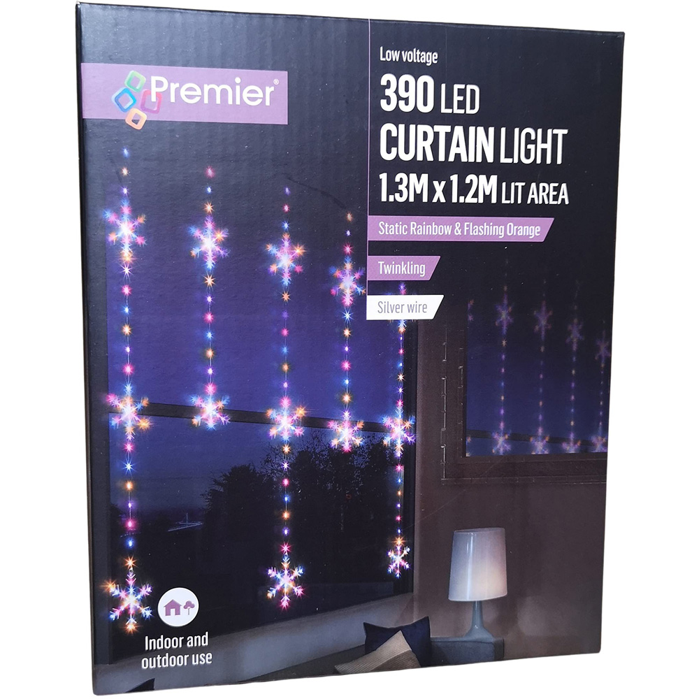 Samuel Alexander 390 Rainbow and Orange LED Snowflake Silver Curtain Light 1.3 x 1.2m Image 6