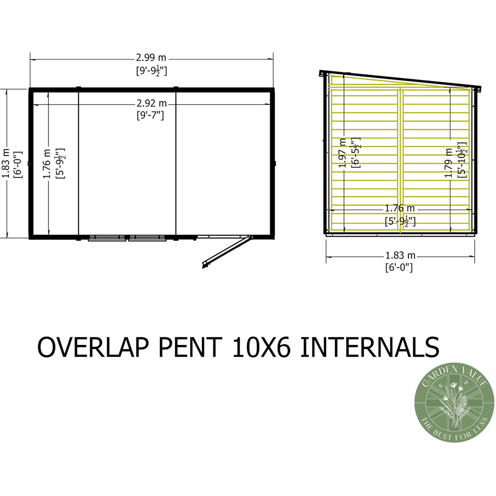 Shire 10 x 6ft Overlap Pent Shed Image 8