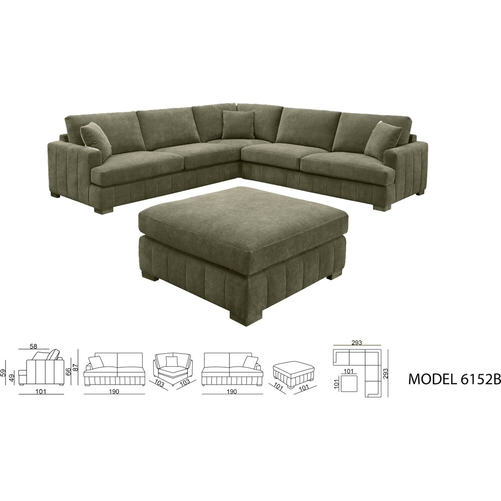 Arden Corner Sofa with Footstool Green Image 6