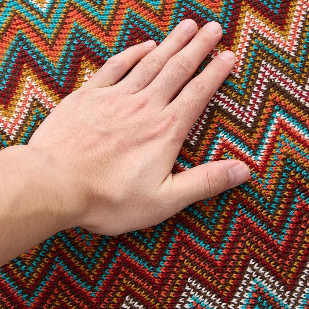 Living and Home Bohemian Red Wave Sofa Throw Blanket with Tassels 170 x 127cm Image 6