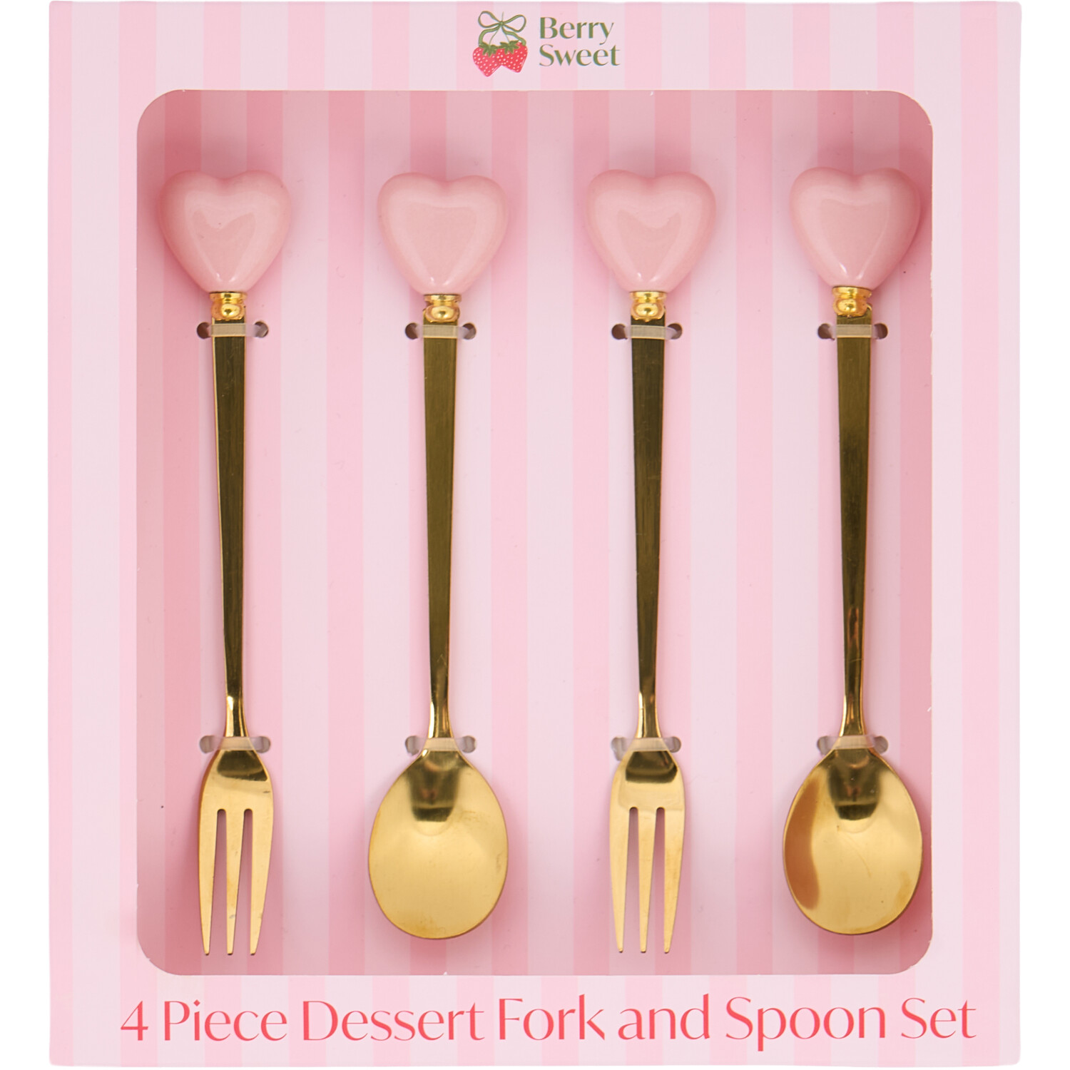 Pack of 4 Dessert Spoons and Forks Gold Image 3