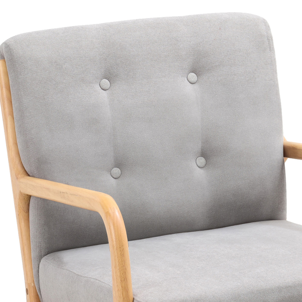 Living and Home Grey Buttoned Wooden Rocking Chair Image 4