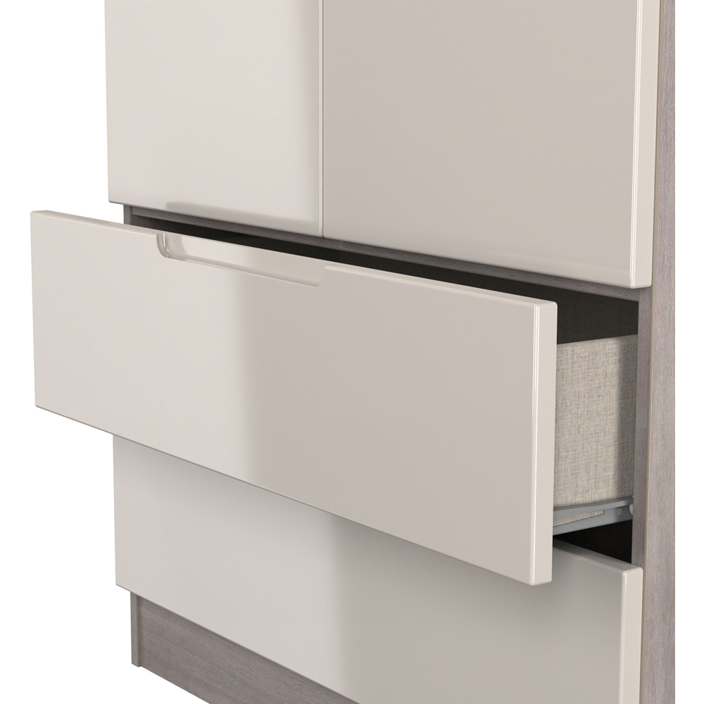 Crowndale Milan 2 Door 2 Drawer Kashmir Gloss and Grey Oak Tall Wardrobe Ready Assembled Image 6