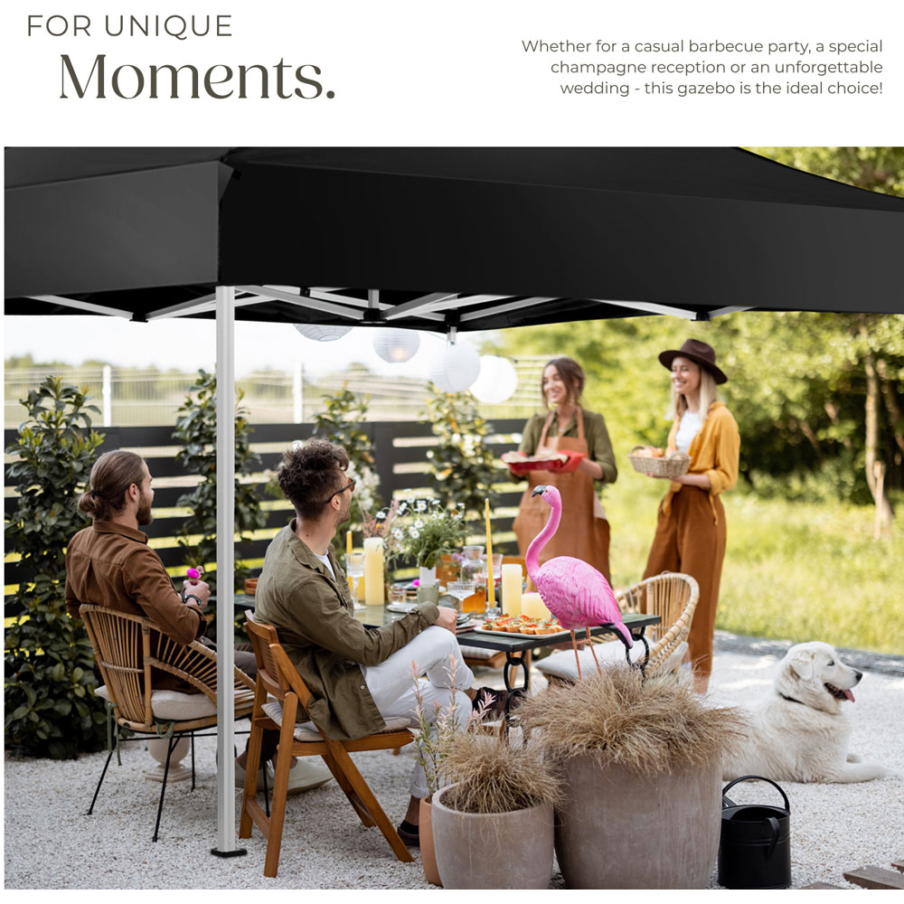 tectake Olivia 3 x 3m Black Aluminium Frame Gazebo with 4 Aide Panels Image 7