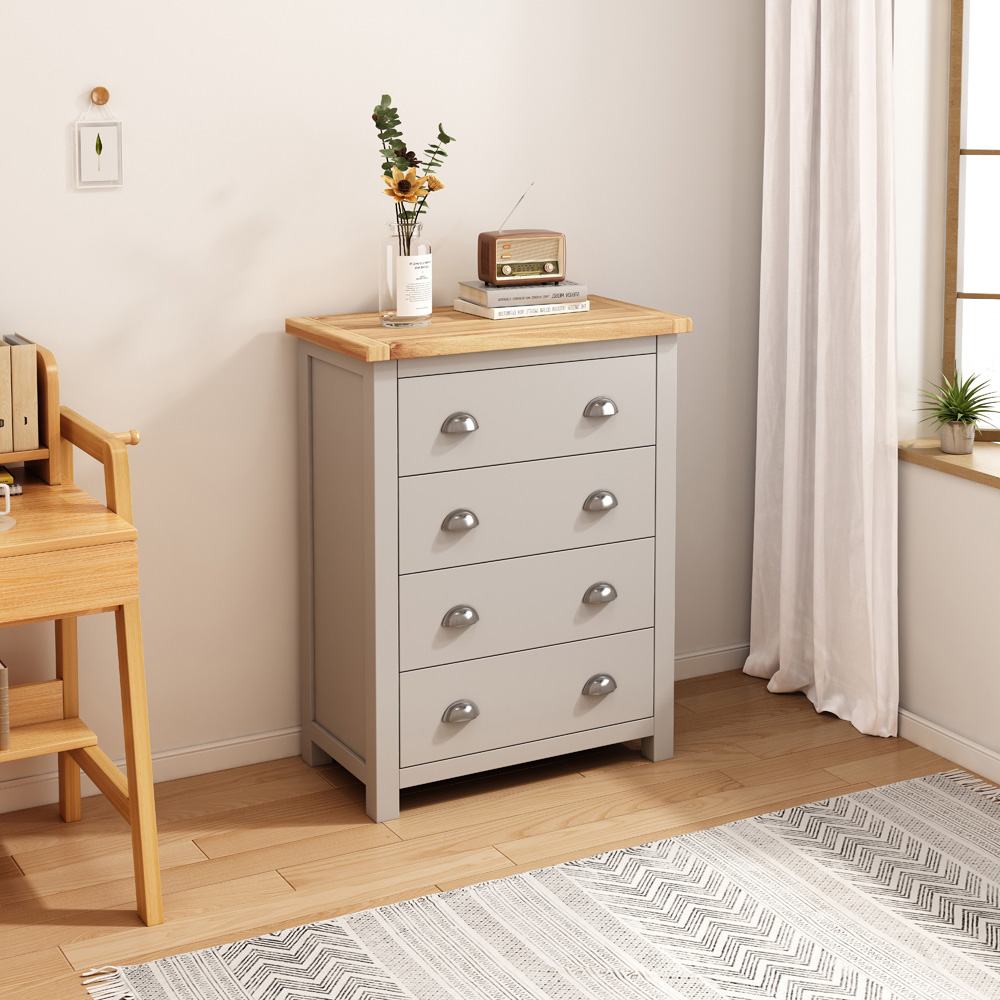 Cabinet Bits Argenta 4 Drawer Light Grey Chrome Cup Handle Chest of Drawers Image 5