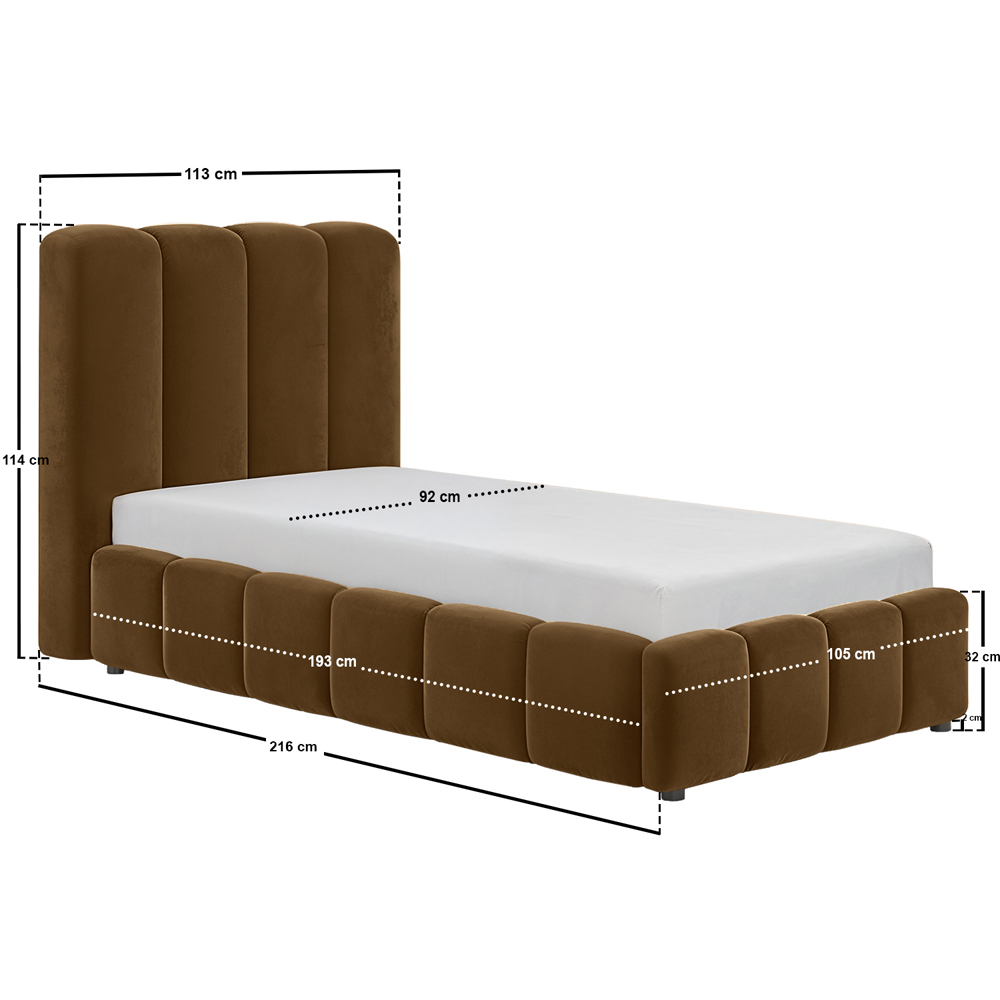 Solace+Co Emilie Single Brown Velvet Ribbed Ottoman Bed Image 8