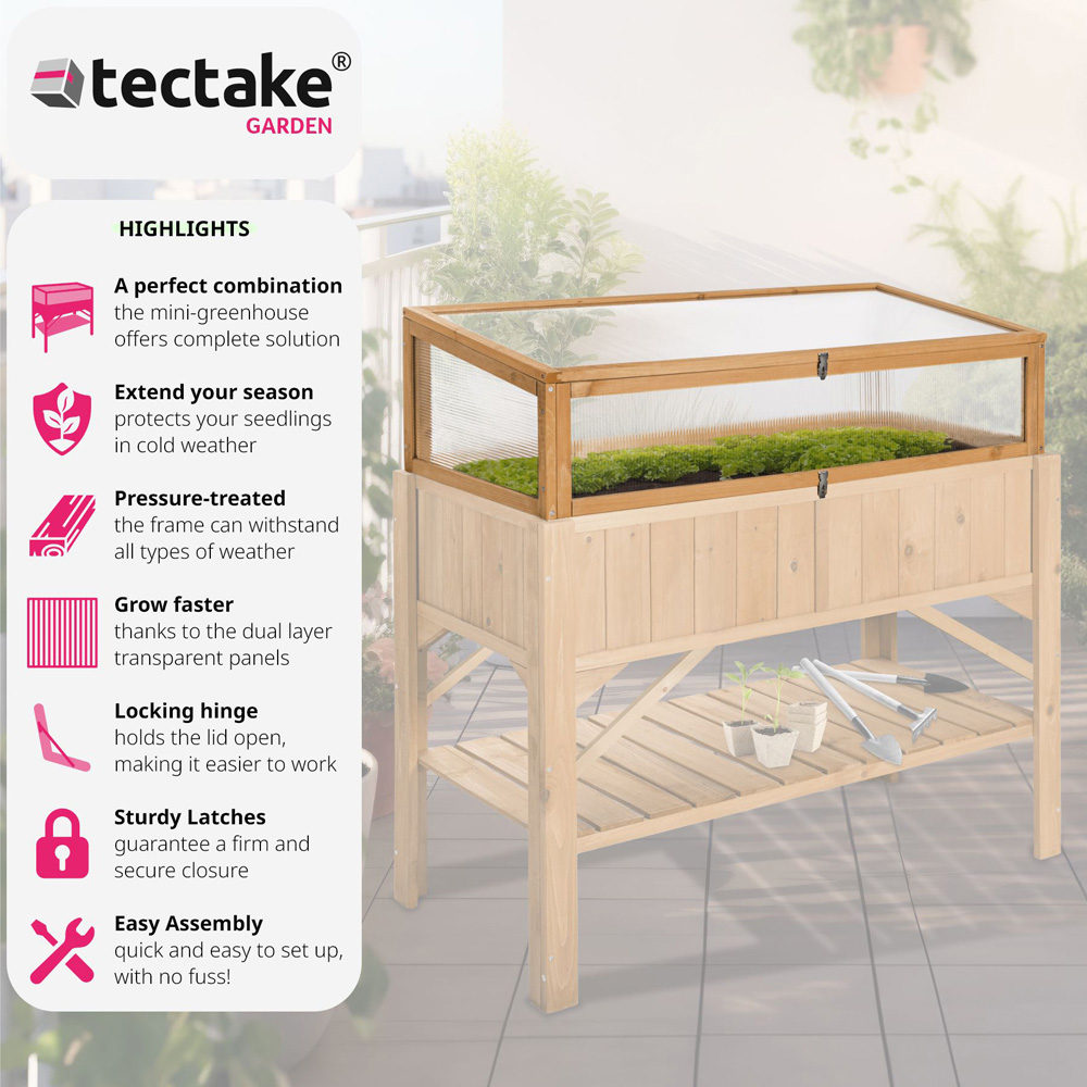 tectake Weather Resistant Cold Frame Attachment for Raised Bed Image 6