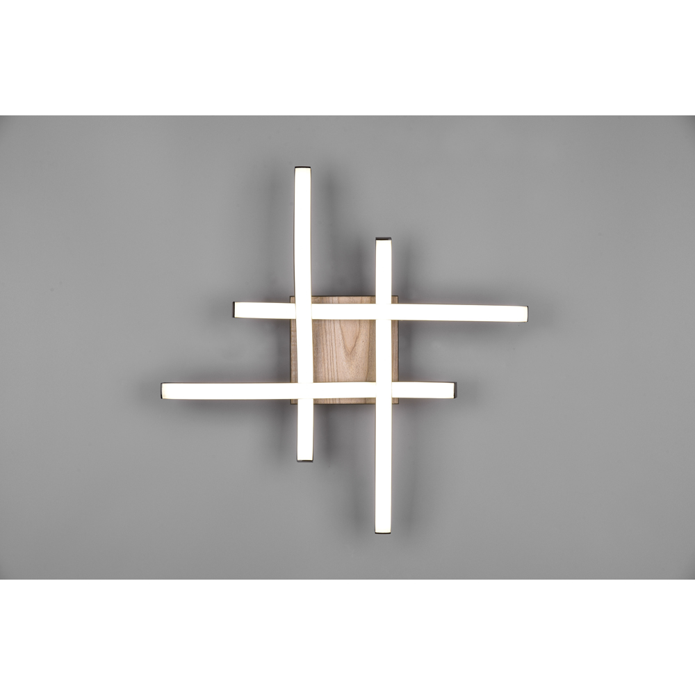 TRIO Route Wood Imitation 4 Light LED Ceiling Light Image 3