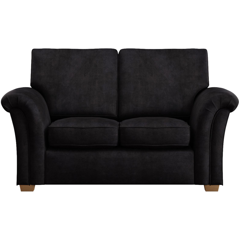 Castleacre 2 Seater Ebony Plush Velvet Fixed Back Sofa Image 3
