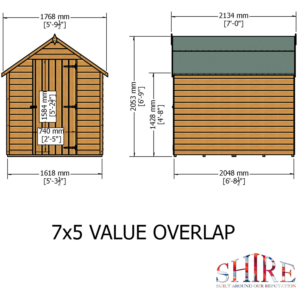 Shire 7 x 5ft Overlap Apex Garden Shed Image 9