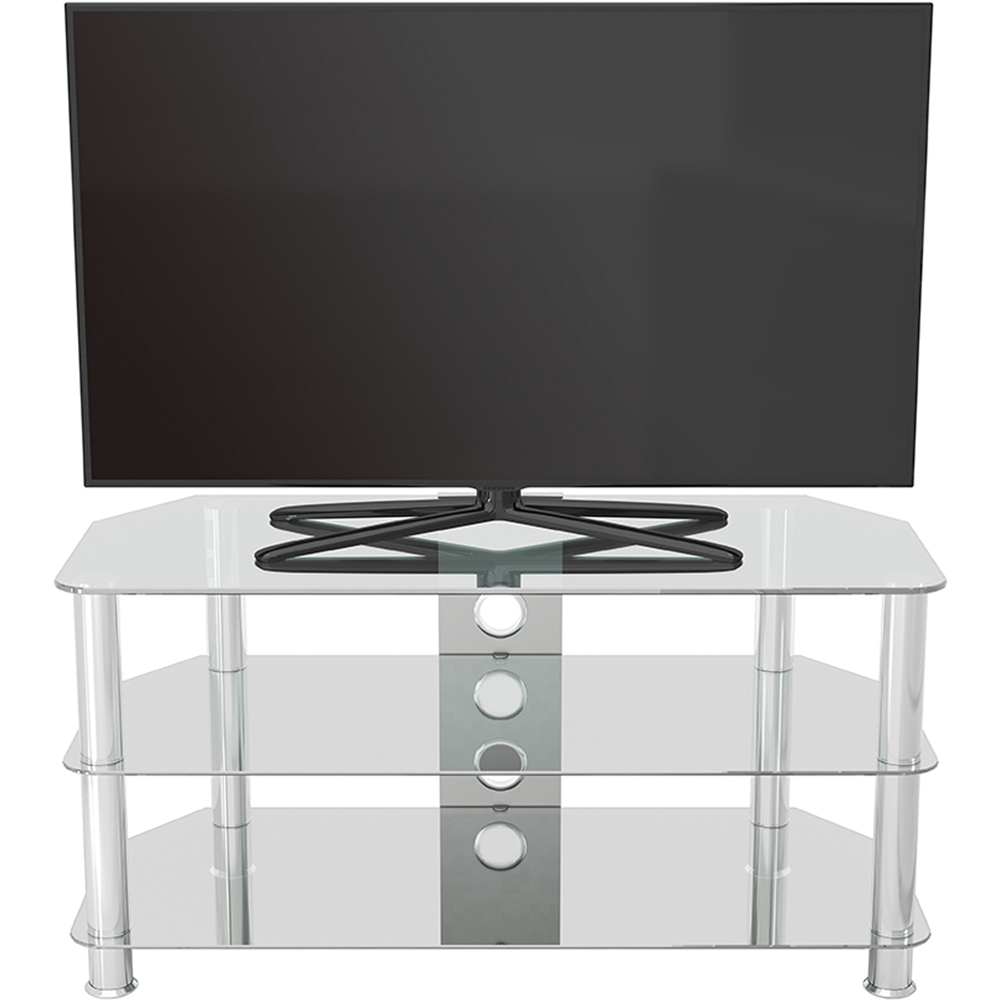 AVF Classic 3 Shelf Clear and Chrome Corner TV Stand Image 6