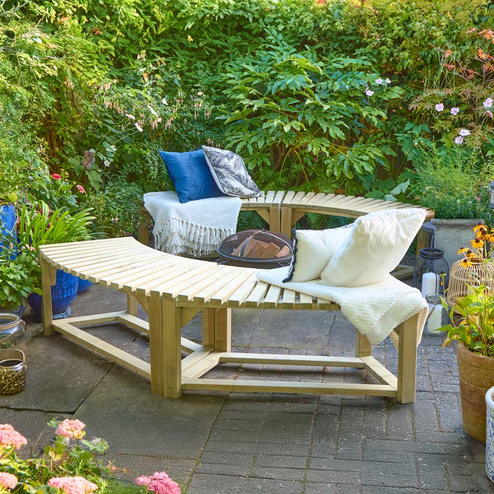 Forest Garden Curved Firepit Bench 2 Pack Image 6