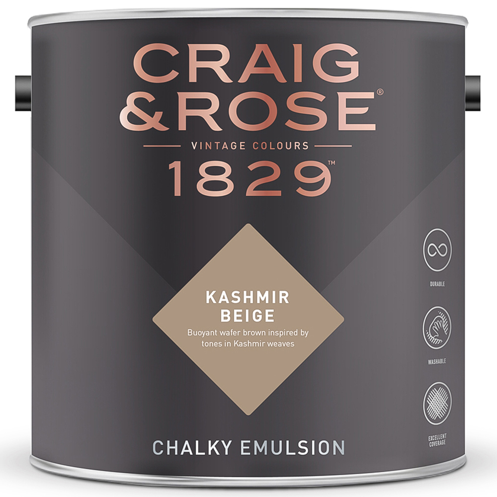 Craig & Rose 1829 Vintage Walls and Ceilings Kashmir Beige Chalky Matt Emulsion Paint 2.5L Image 2
