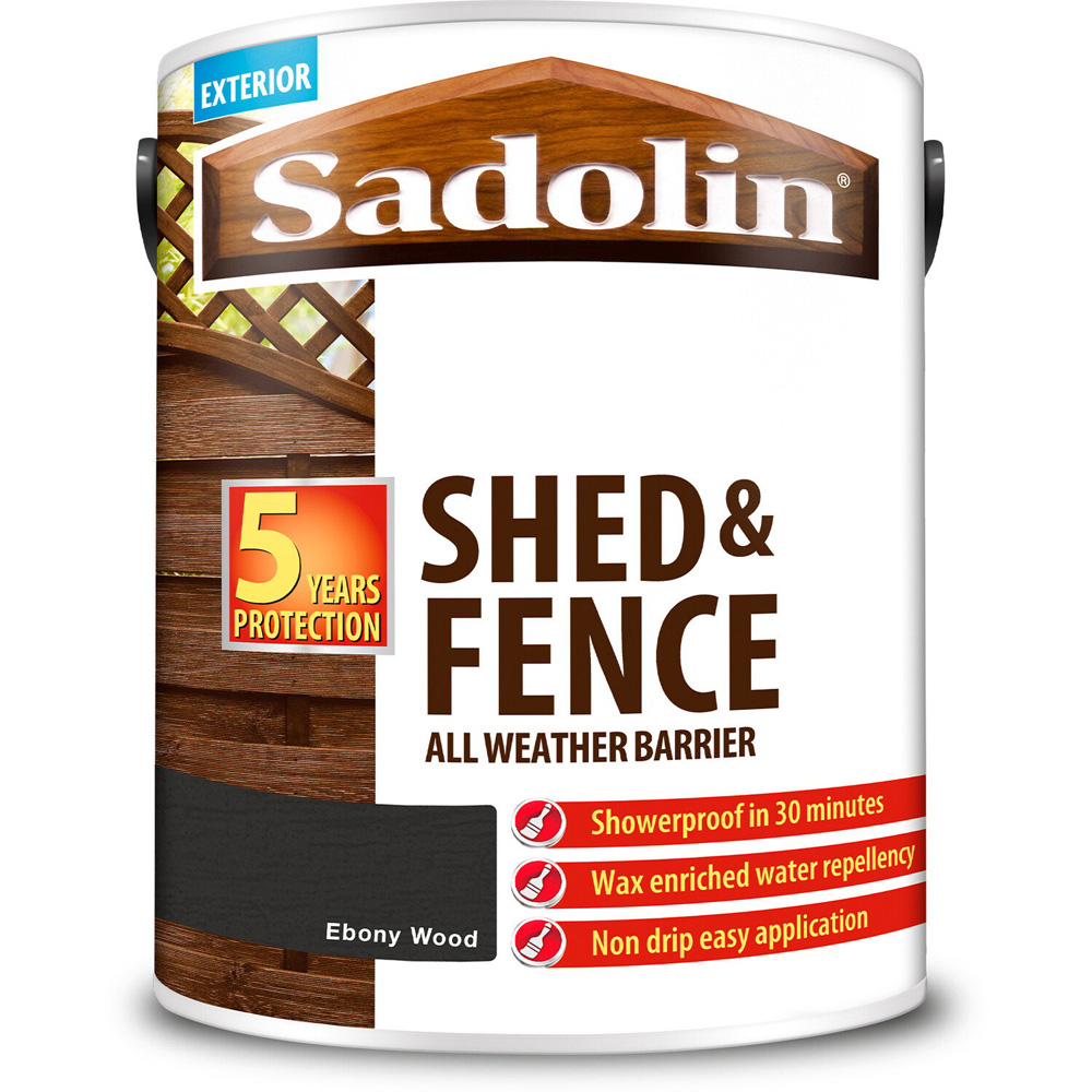 Sadolin Shed and Fence Protection Woodstain Ebony Wood 5l Image 2