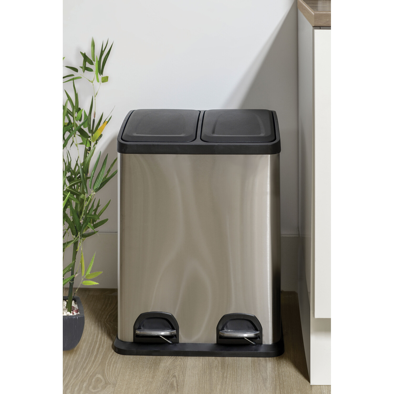 Chrome Double Bucket Stainless Steel Bin 40L Image 2