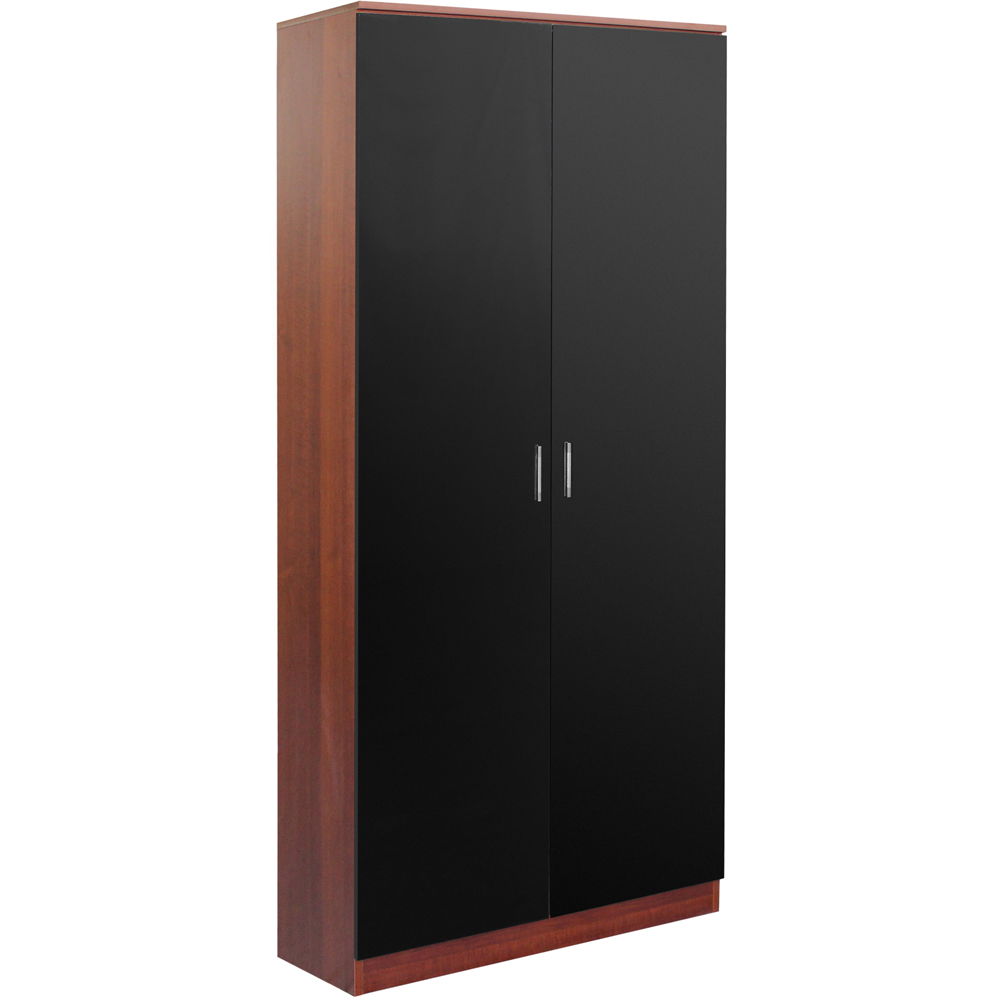 Brooklyn 2 Door Walnut and Black High Gloss Wardrobe Image 2
