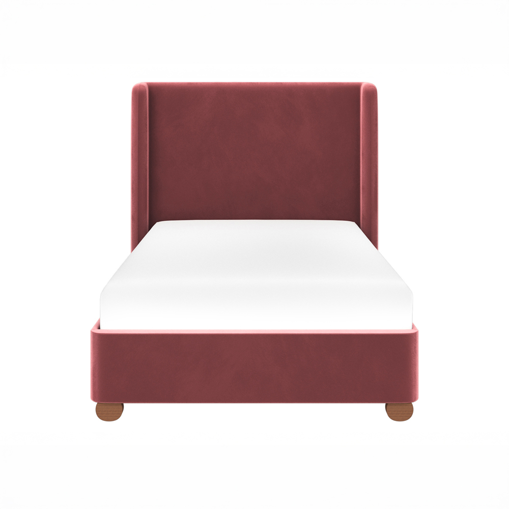 Flair Alma Single Pink Velvet Bed Frame with Winged Headboard Image 2