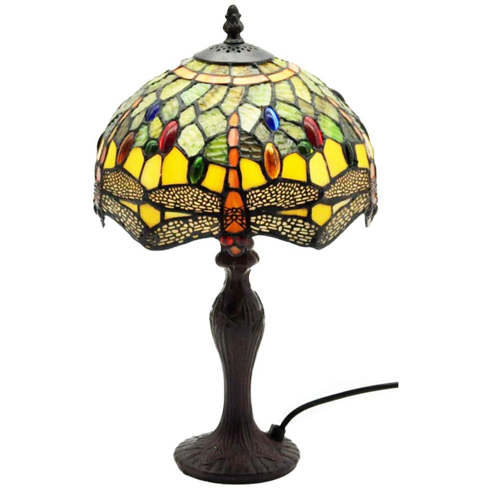 Acacia Home Tiffany Green Shade Dragonfly Table Lamp 25.4cm Image 1