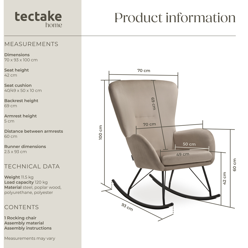 tectake Beige and Black Swing Rocking Chair Image 9