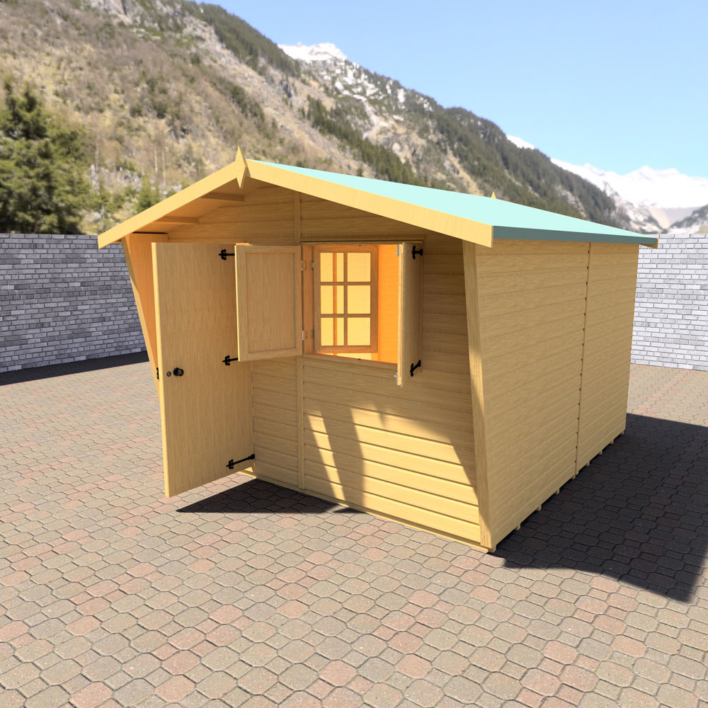 Shire 10 x 10ft Shiplap Style D Security Cabin Apex Garden Shed Image 5